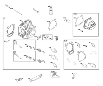 Cylinder Head Group Diagram and Parts List for 25V337-0016-F1  Briggs and Stratton Engine